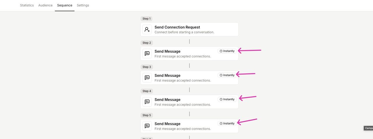 Sequence with instant steps